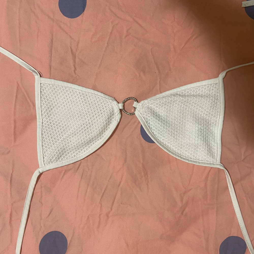 Elegant White Crochet Bikini Top